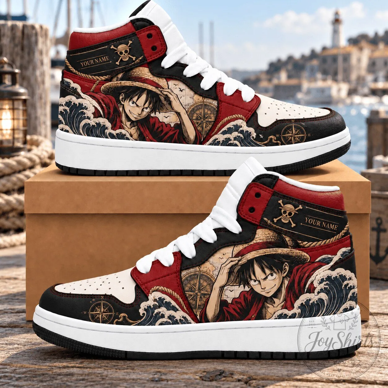 One Piece Monkey D. Luffy Grand Line Personalized High-Top Sneakers