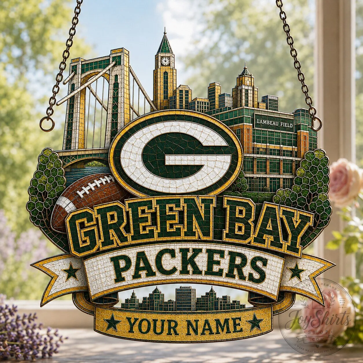 Green Bay Packers Stained Glass Window Suncatcher
