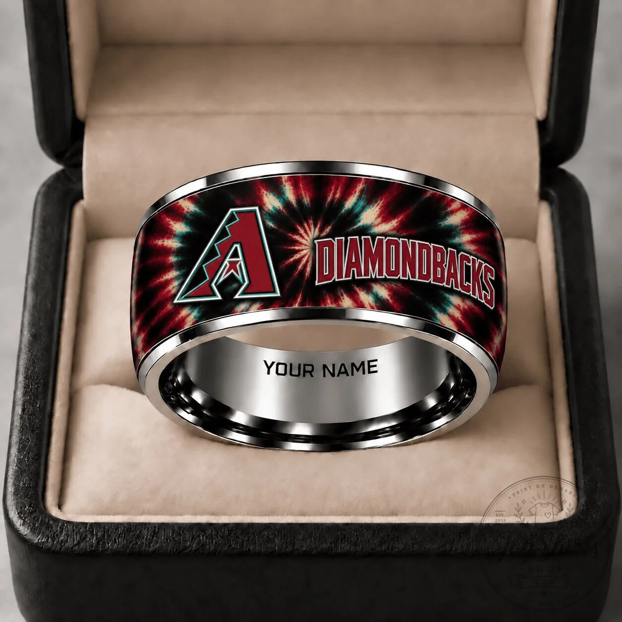 Arizona Diamondbacks Tie Dye Pattern Stainless Steel Ring