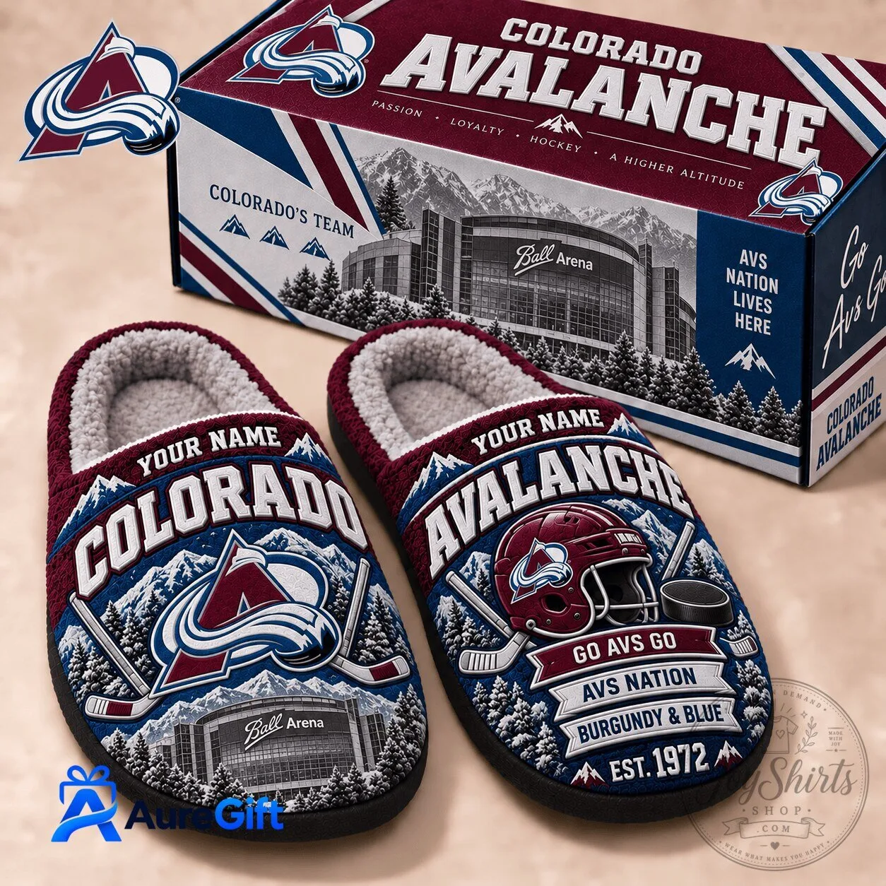 Colorado Avalanche National Hockey League Personalized Slippers