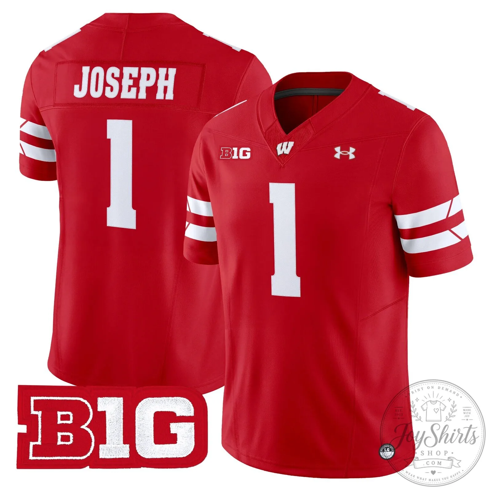 Wisconsin Badgers Joseph Number 1 Red College Football Jersey