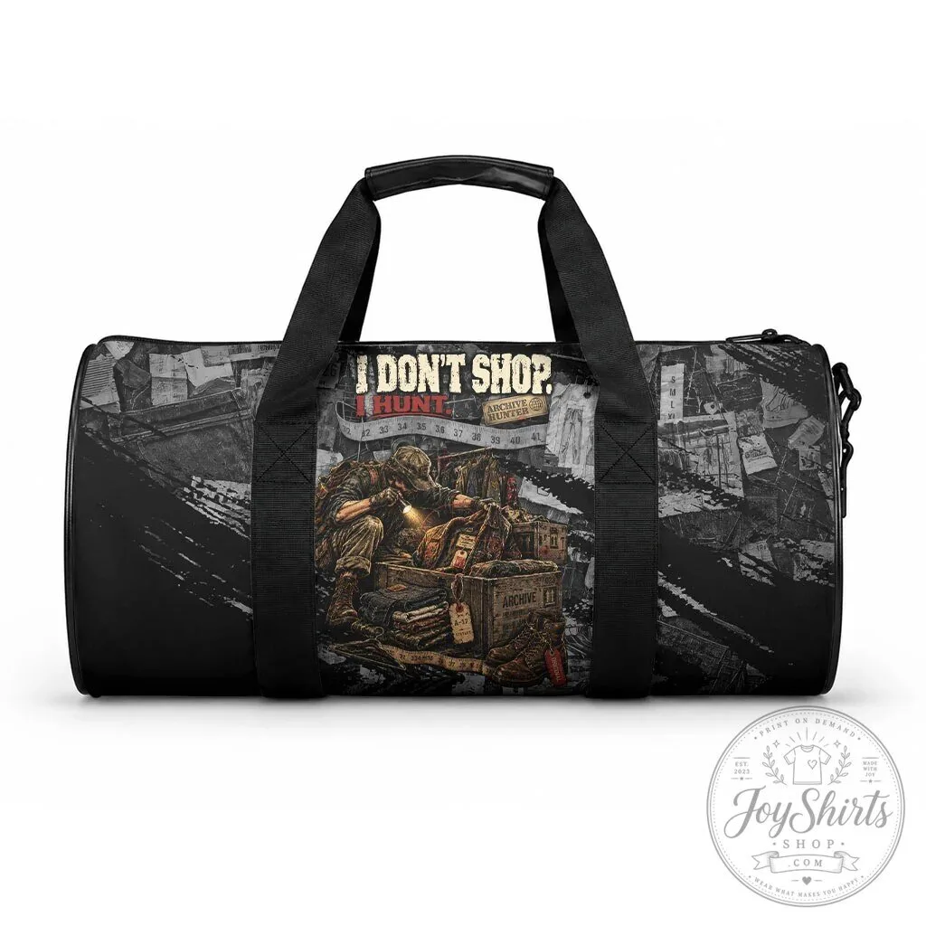 Archive Hunter The Hunt Never Ends Vintage Streetwear Grunge Collage Graphic Art Duffle Bag