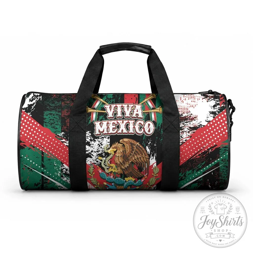 Viva Mexico Flag Eagle Coat of Arms Duffle Bag Happy Independence Day