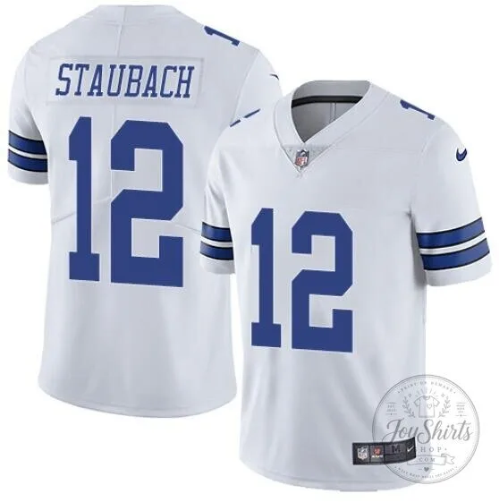 Dallas Cowboys Football Roger Staubach White Number 12 Stitched Jersey