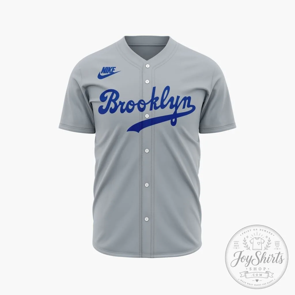 Brooklyn Dodgers Personalized Grey Vintage Baseball Jersey