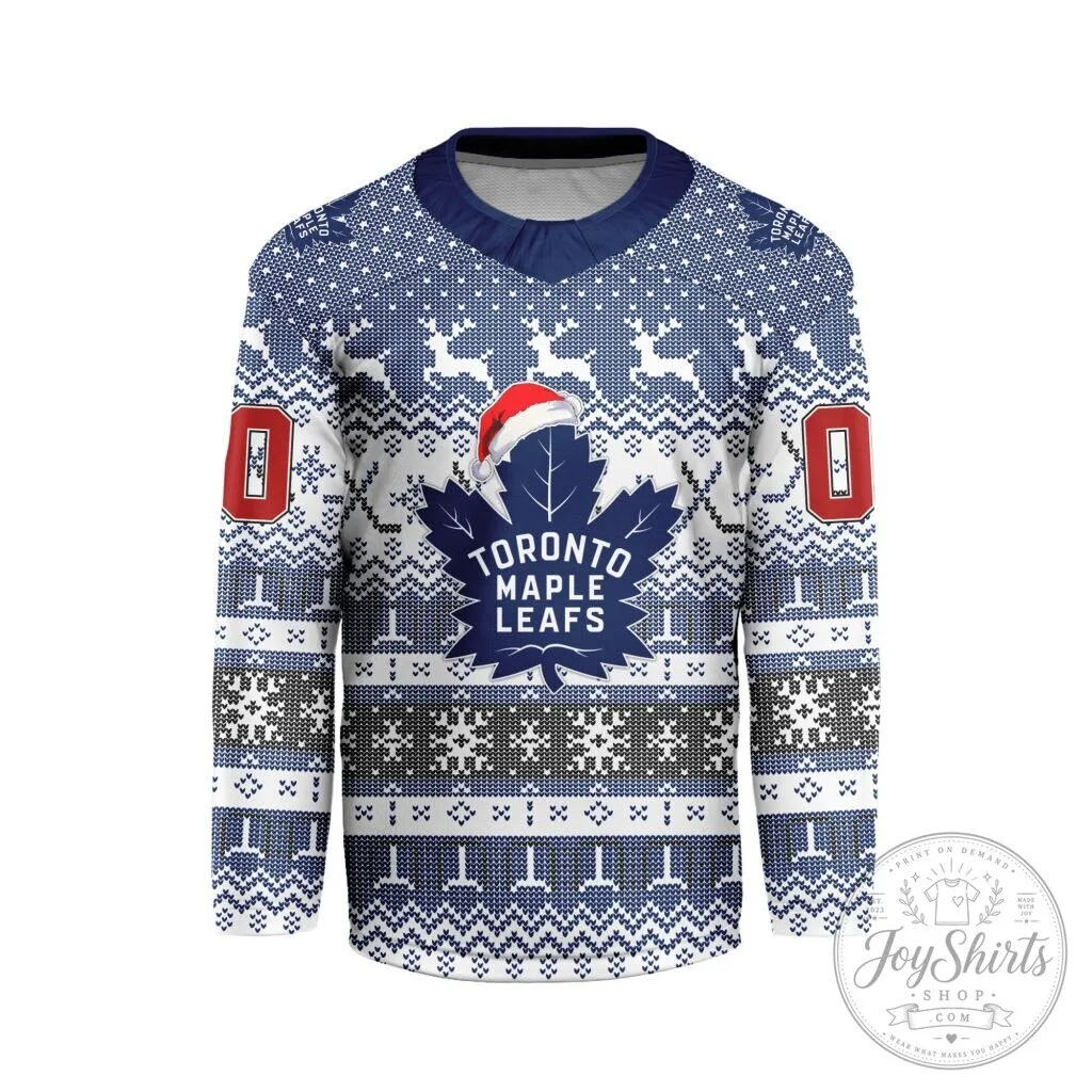 Toronto Maple Leafs Christmas Ugly Sweater Style Hockey Jersey