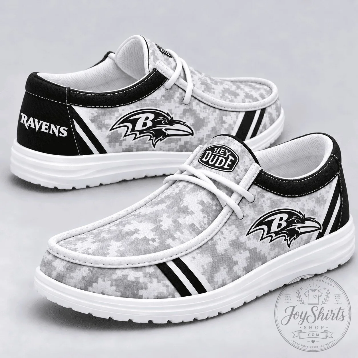 Baltimore Ravens Digital Camouflage Team Logo Hey Dude Style Shoes