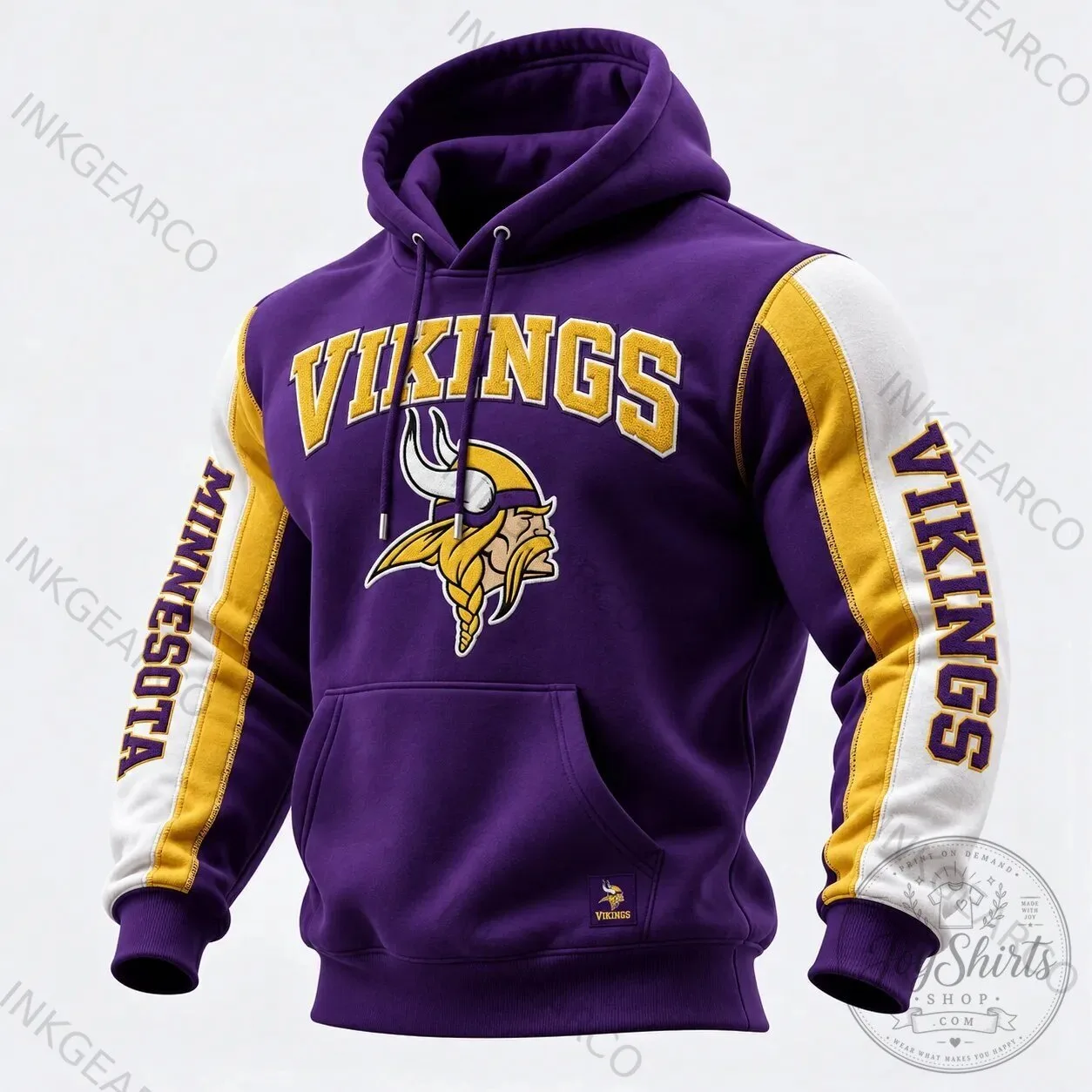 Minnesota Vikings Football Team Purple and Gold Athletic Hoodie