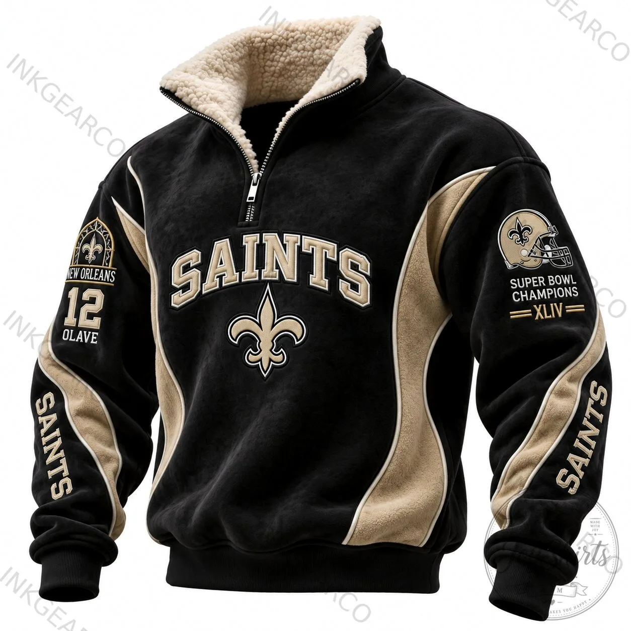 New Orleans Saints Super Bowl Champions Quarter Zip Fleece Sweatshirt