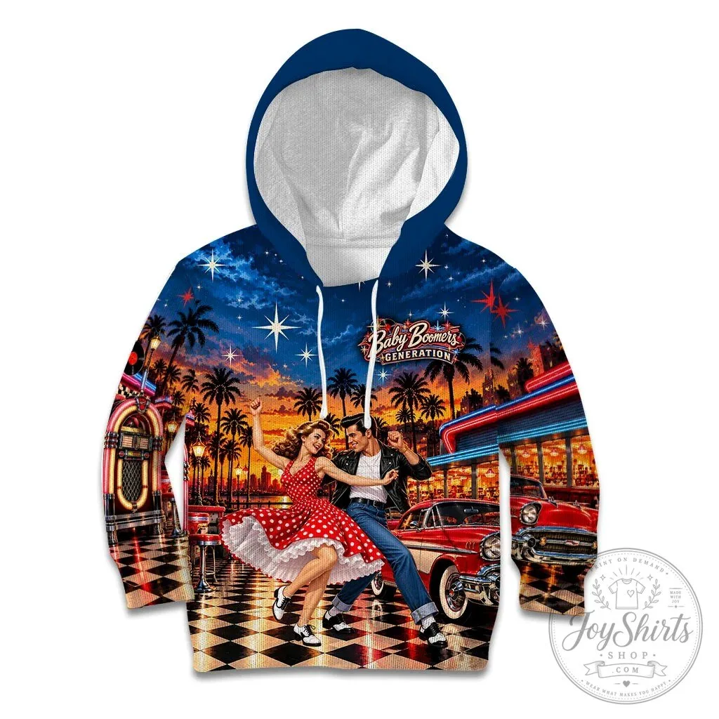 Baby Boomers Generation Vintage 1950s Rock And Roll Dance Party Hoodie