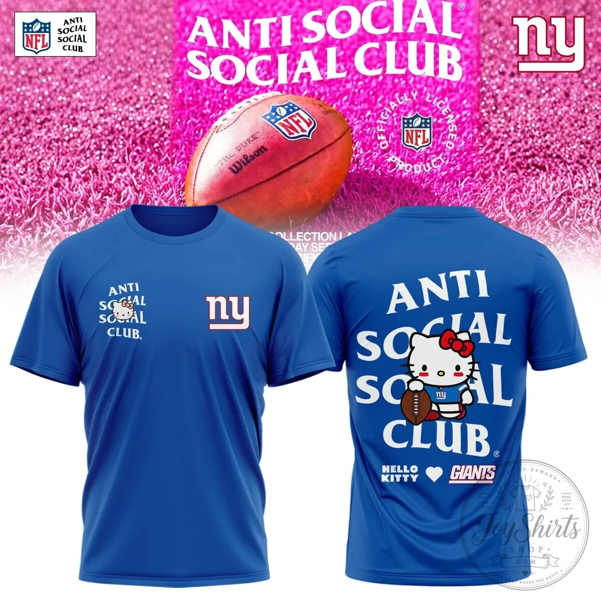 Anti Social Social Club Hello Kitty NFL Football Teams Blue T-Shirt 10 Anti Social Social Club Hello Kitty NFL Football Teams Blue T-Shirt