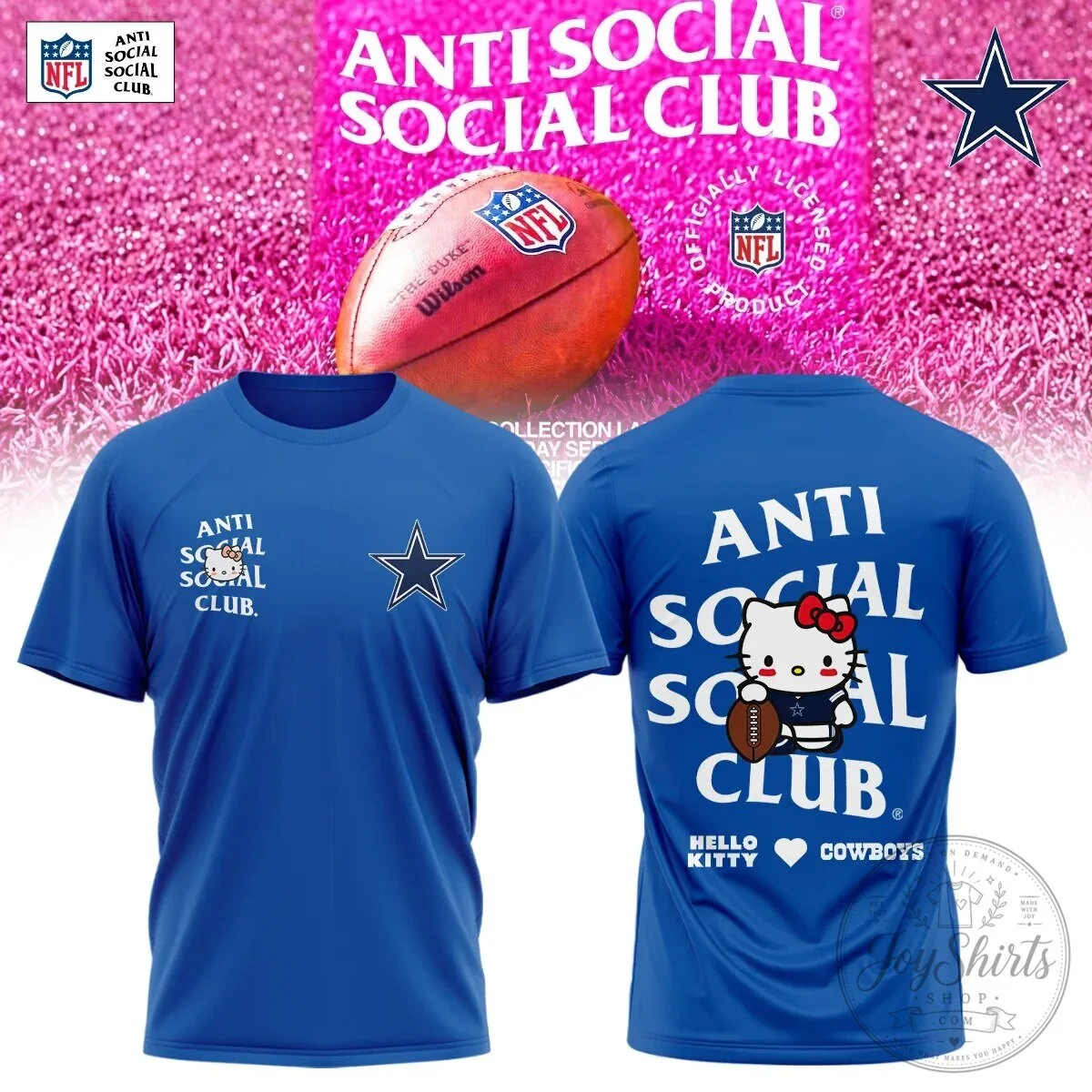 Anti Social Social Club Hello Kitty NFL Football Teams Blue T-Shirt 13 Anti Social Social Club Hello Kitty NFL Football Teams Blue T-Shirt