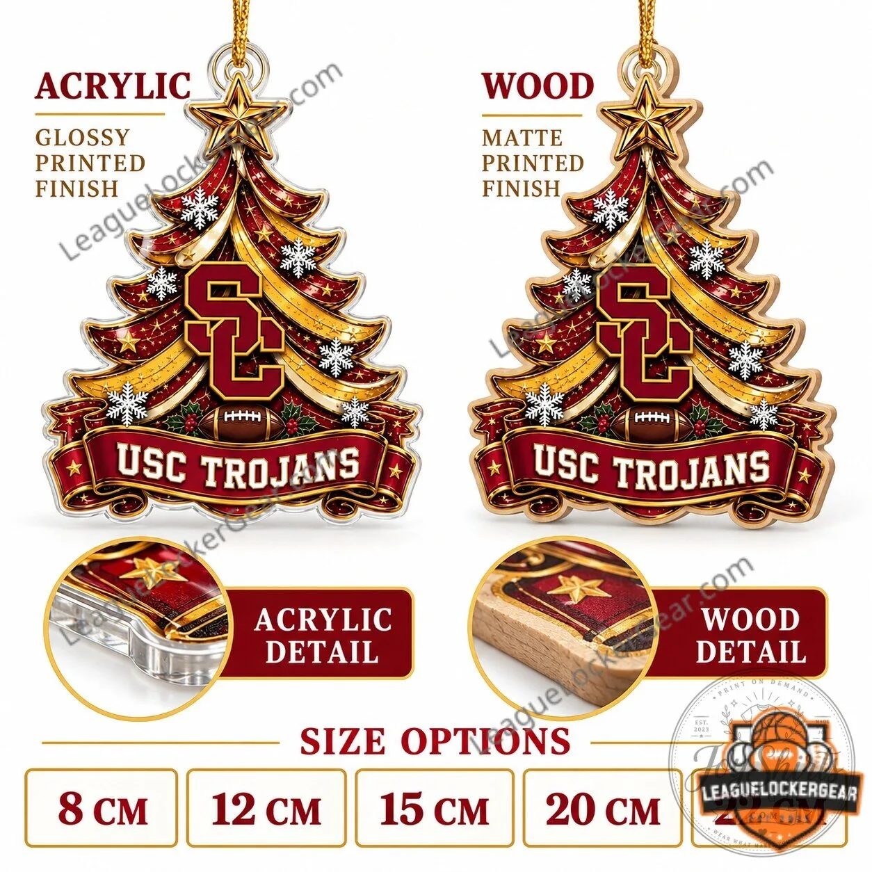 University of Southern California Trojans Christmas Tree Holiday Ornament 11 University of Southern California Trojans Christmas Tree Holiday Ornament