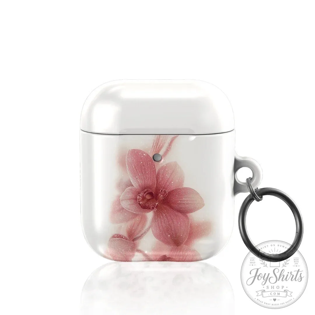 Pink Orchid Flower Design Clear Protective Case for Apple AirPods Pro