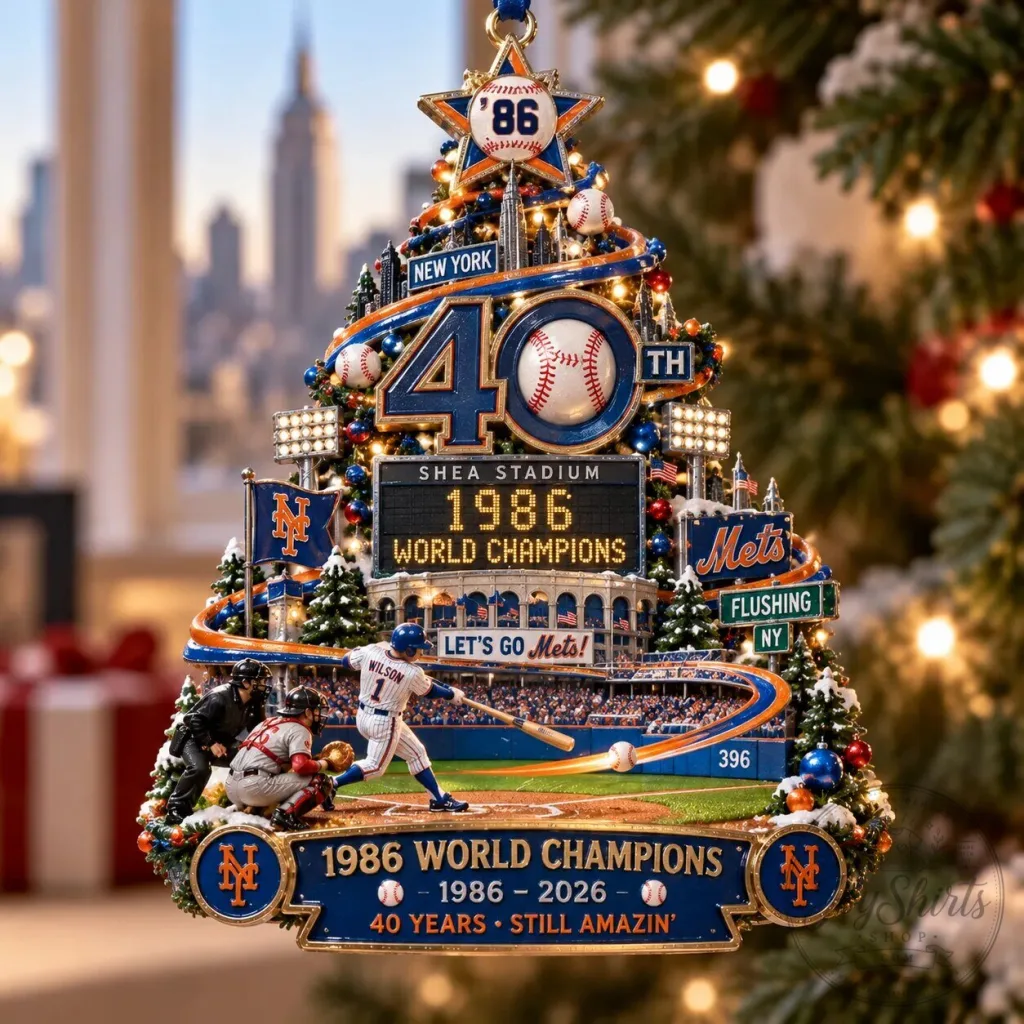 New York Mets 1986 World Champions 40th Anniversary Christmas Tree Ornament New York Mets 1986 World Champions 40th Anniversary Christmas Tree Ornament