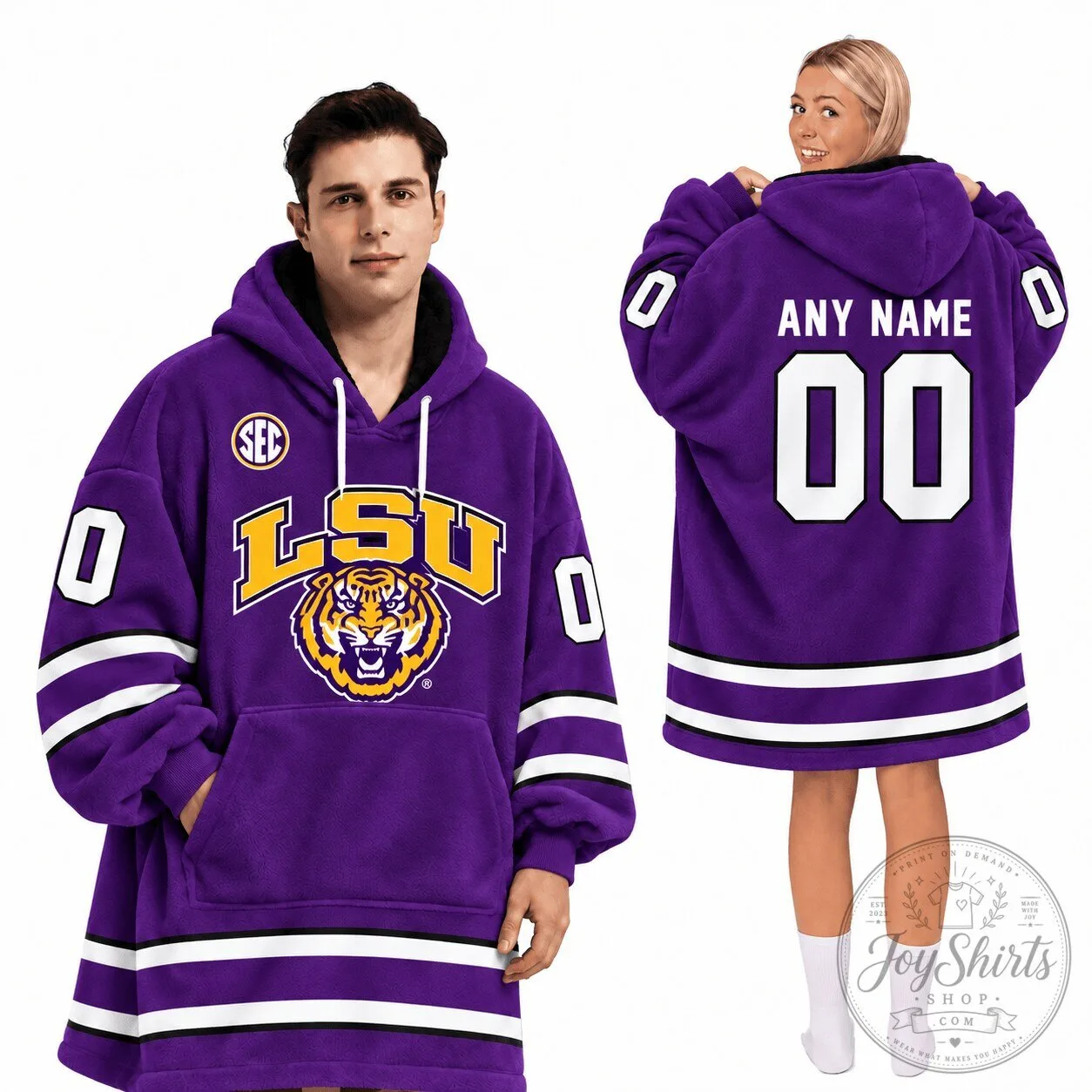 Louisiana State University Tigers Oversized Wearable Blanket Hoodie with Pockets