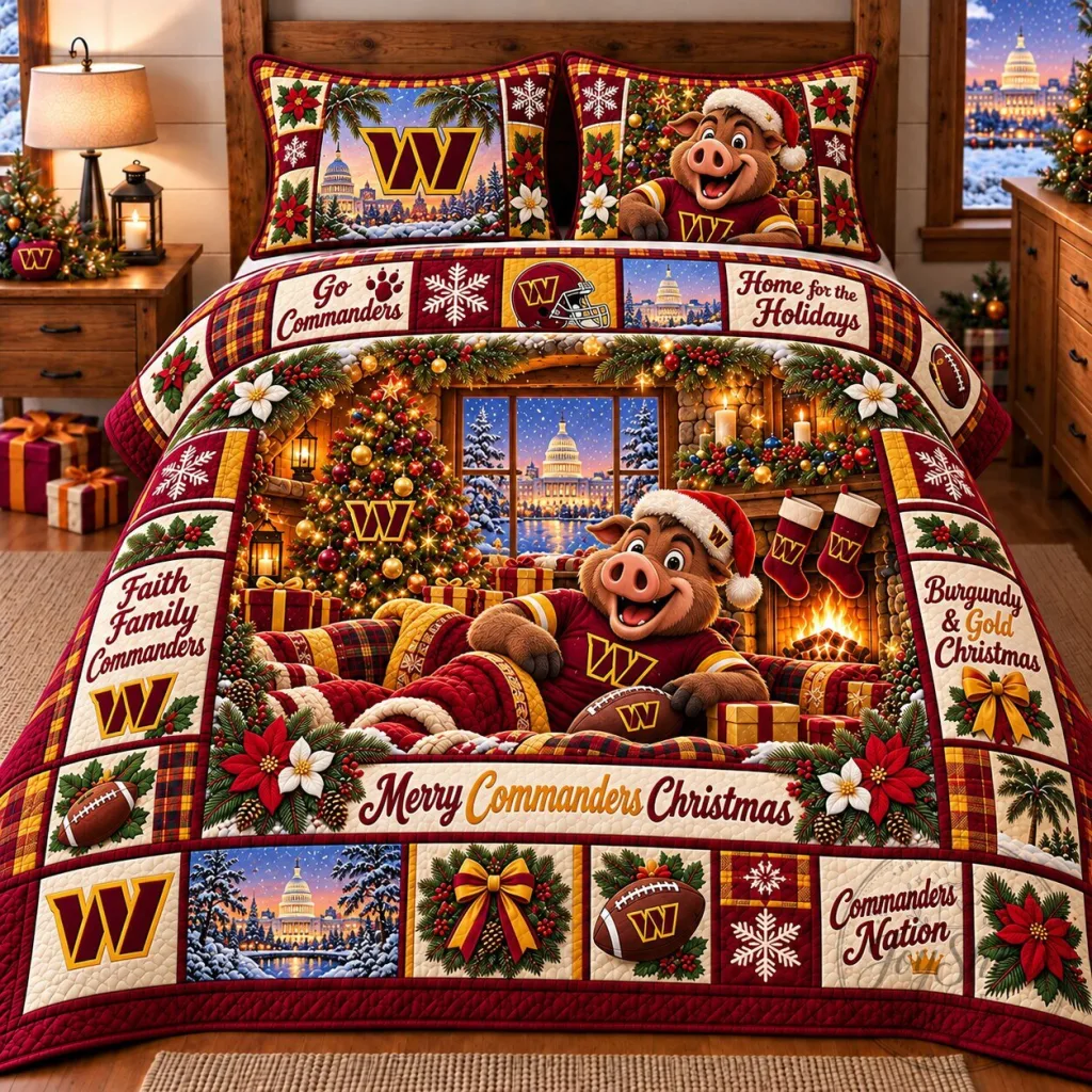Washington Commanders NFL Christmas Holiday Bedding Set Washington Commanders NFL Christmas Holiday Bedding Set