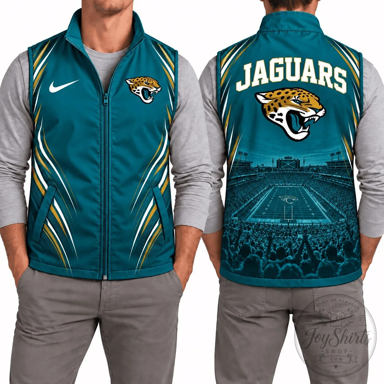Jacksonville Jaguars NFL Football Team Sleeveless Puffer Vest