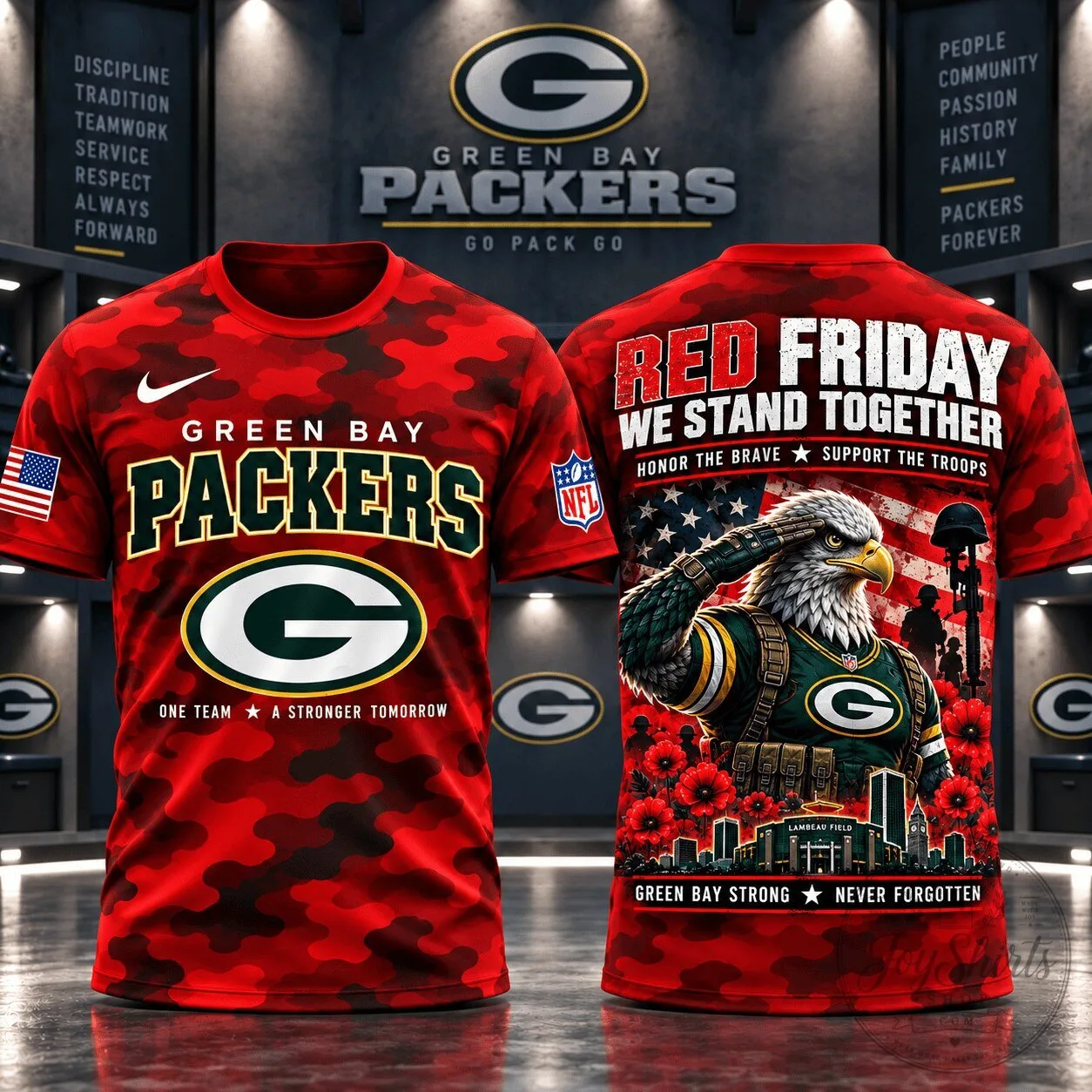 Red Friday Green Bay Packers Military Appreciation T-Shirt