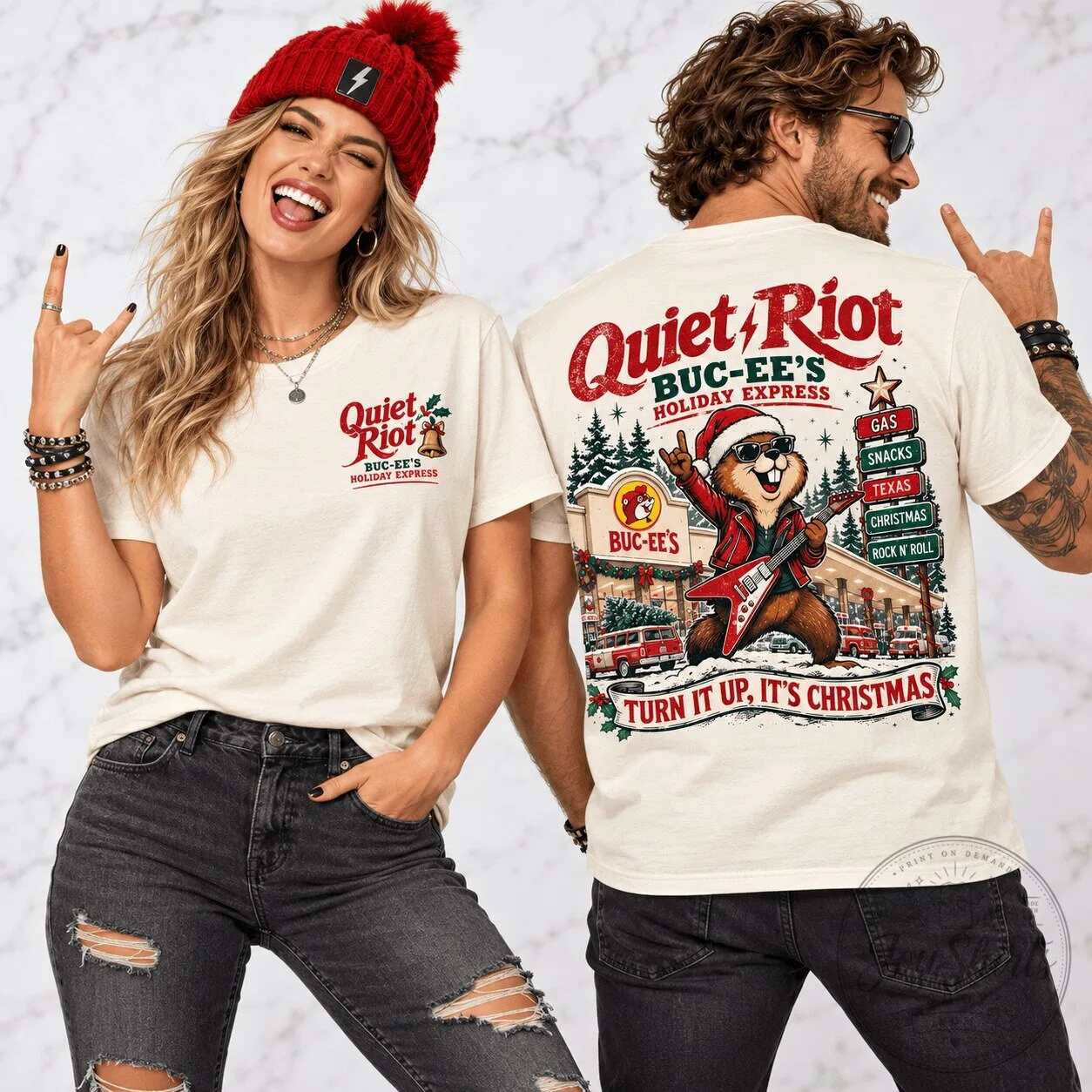 Quiet Riot Buc-ee's Holiday Express Christmas Rock and Roll T-Shirt