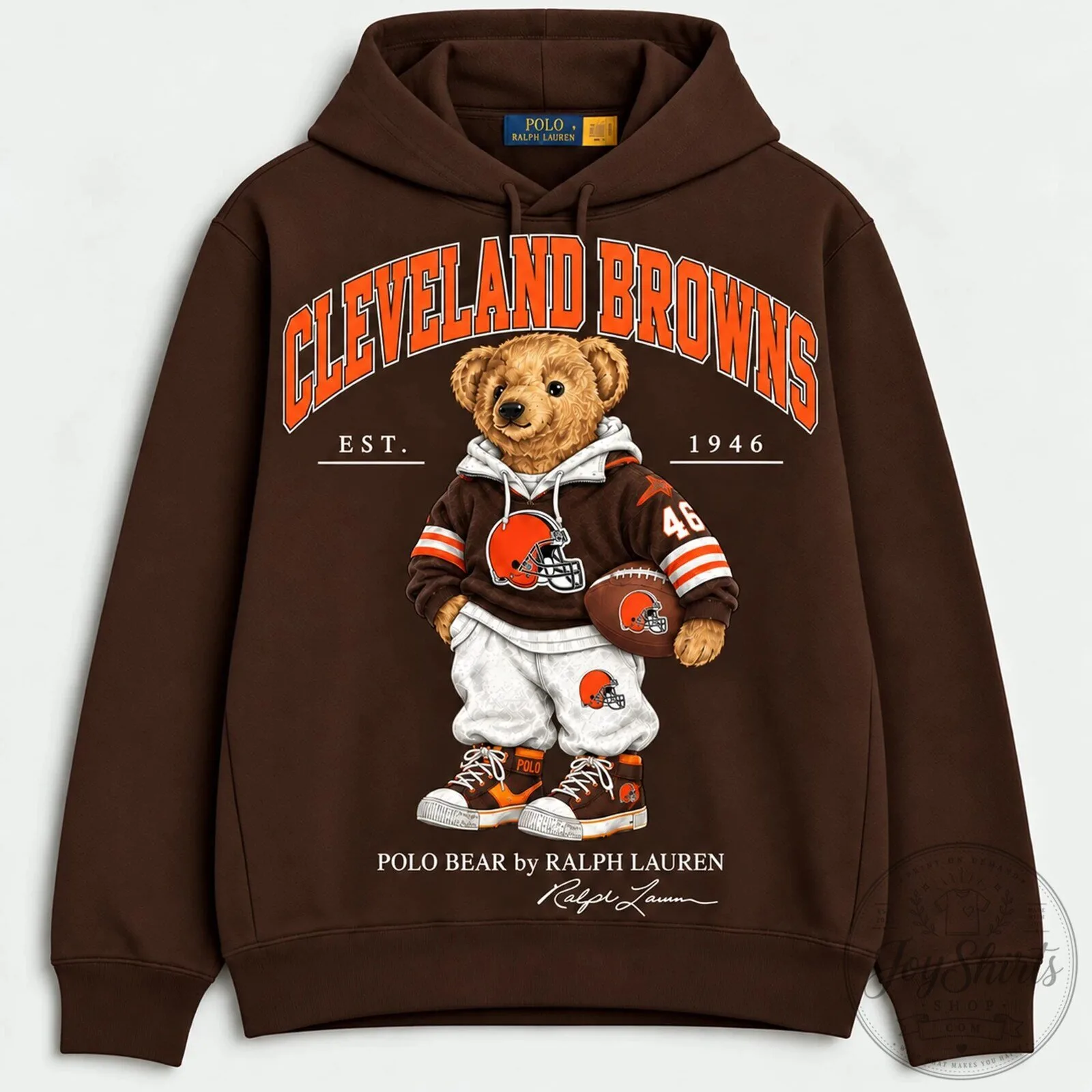 Cleveland Browns Polo Bear Ralph Lauren Football Team Hoodie