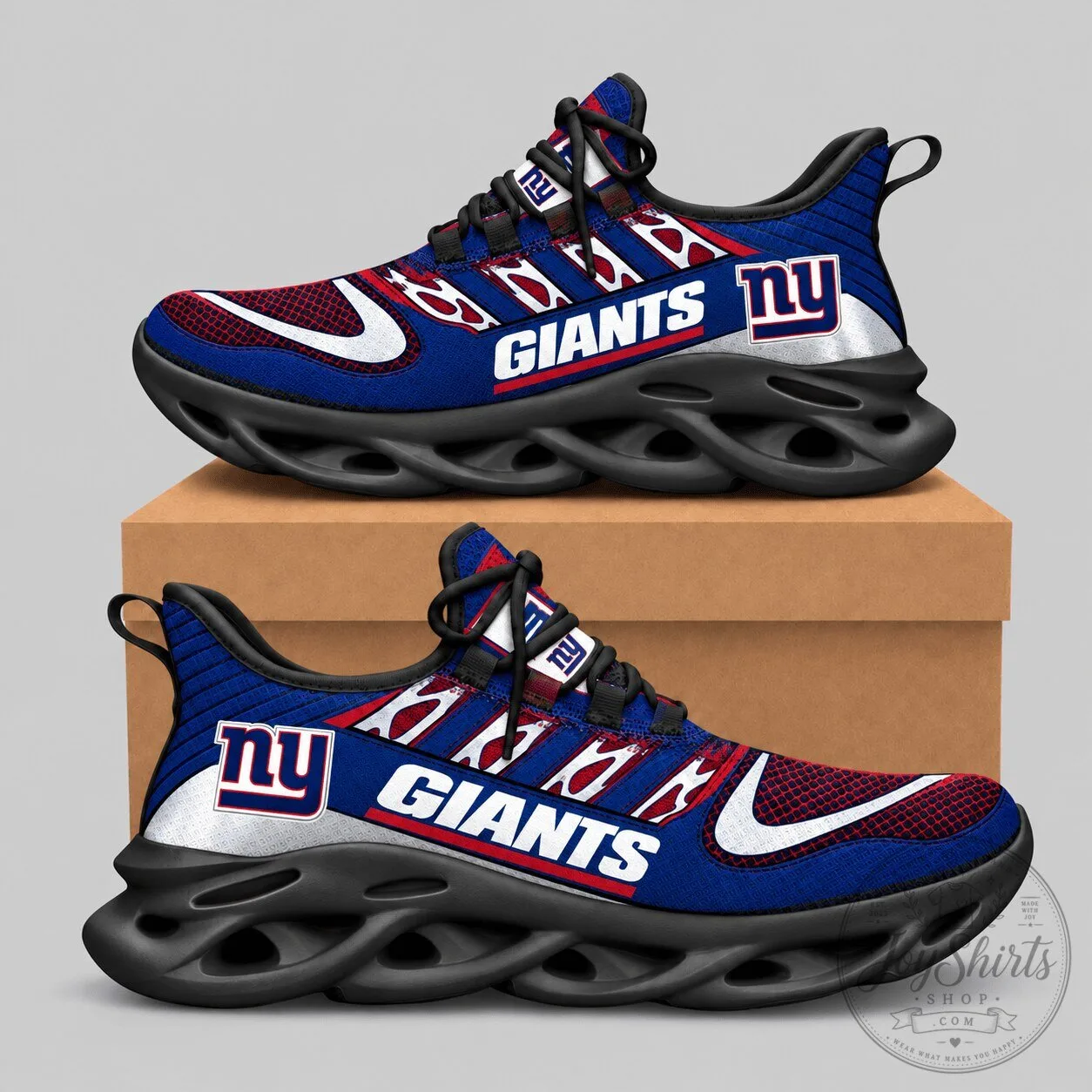 New York Giants NFL Swoosh Wordmark Wave Sole Running Shoes 3 New York Giants NFL Swoosh Wordmark Wave Sole Running Shoes
